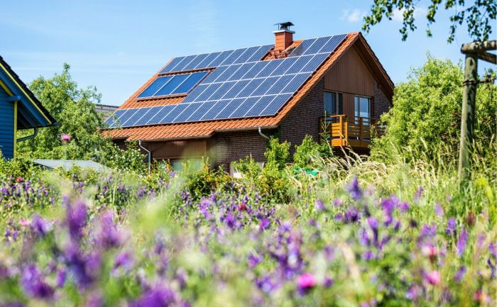 house with German made solar panels